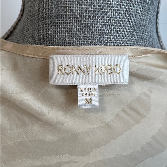 NWOT RONNY KOBO Silk Cream Zebra Print Women's Wrap Blouse, Size M - Picture 11 of 13